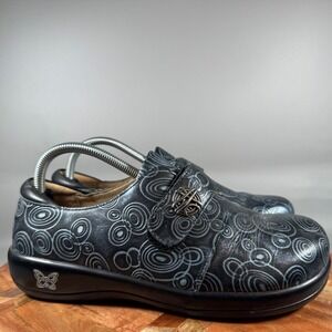 Alegria Jolene Black Blue Swirl Leather Slip On Clogs Shoes JOL-587 Womens 40